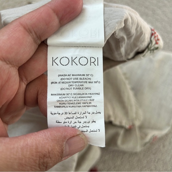 Kokori Dress Girls 16 Tiered Linen Ruffle Floral Embroidered Oatmeal Beige - Picture 14 of 14